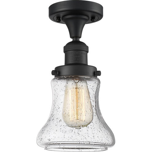Franklin Restoration Bellmont LED 6 inch Matte Black Semi-Flush Mount Ceiling Light in Seedy Glass, Franklin Restoration