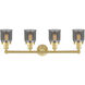 Bell 4 Light 33.5 inch Satin Gold Bath Vanity Light Wall Light in Plated Smoke Glass, Small
