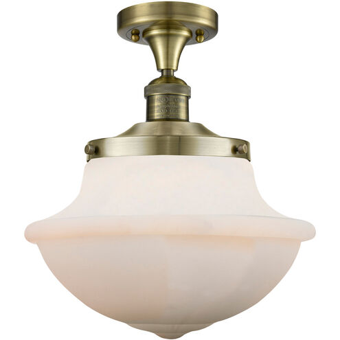 Franklin Restoration Large Oxford LED 12 inch Antique Brass Semi-Flush Mount Ceiling Light, Franklin Restoration