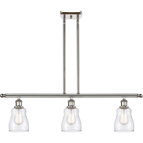 Ballston Ellery 3 Light 36 inch Polished Nickel Island Light Ceiling Light in Clear Glass, Ballston