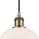 Ballston Athens 1 Light 8 inch Antique Brass Mini Pendant Ceiling Light in Incandescent, Matte White Glass, Ballston