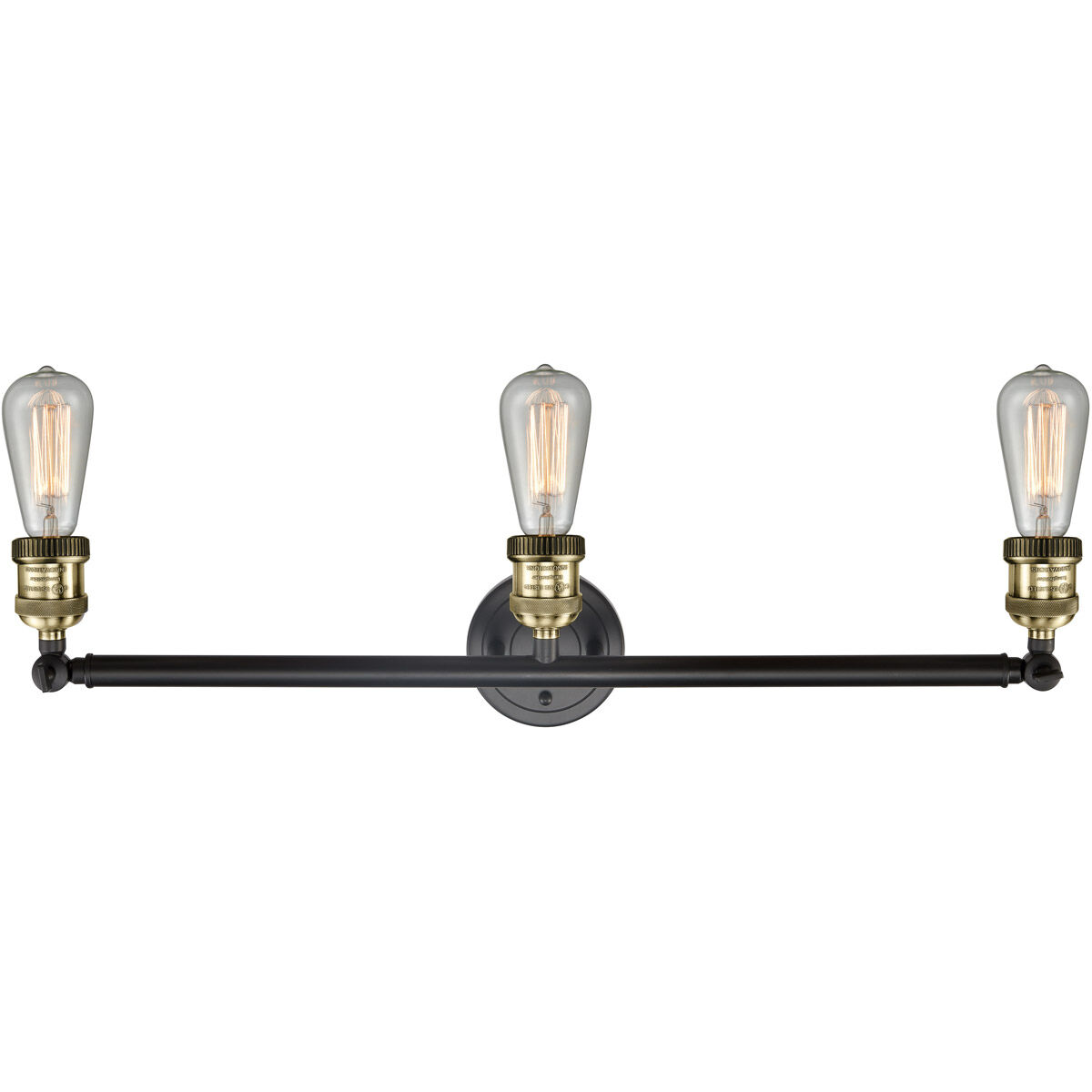 Franklin Restoration Bare Bulb 3 Light 30 inch Black Antique Brass Bath Vanity Light Wall Light