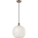 Ballston White Mouchette 1 Light 12 inch Antique Copper Cord Hung Pendant Ceiling Light