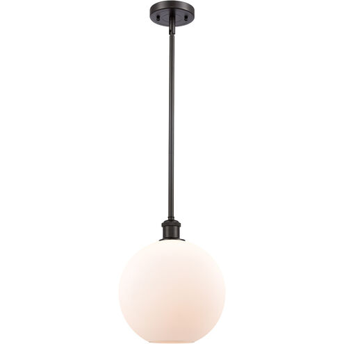 Ballston Large Athens LED 10 inch Oil Rubbed Bronze Pendant Ceiling Light in Matte White Glass, Ballston