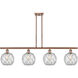 Ballston Farmhouse Rope LED 48 inch Antique Copper Island Light Ceiling Light in Clear Glass with White Rope, Ballston