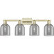 Arcadia Bella 4 Light 32.5 inch Antique Brass Bath Vanity Light Wall Light in Light Smoke Glass