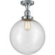 Franklin Restoration XX-Large Beacon LED 12 inch Polished Chrome Semi-Flush Mount Ceiling Light in Seedy Glass, Franklin Restoration