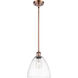 Ballston Dome LED 9 inch Antique Copper Mini Pendant Ceiling Light in Clear Glass