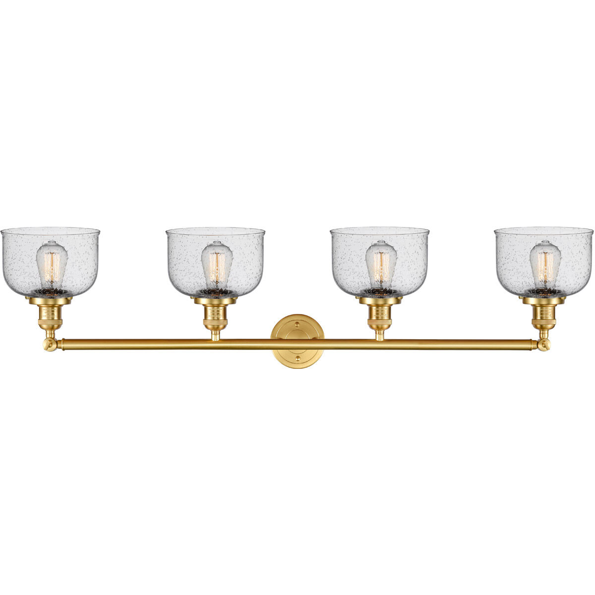 Franklin Restoration Large Bell LED 44 inch Satin Gold Bath Vanity Light Wall Light in Seedy Glass, Franklin Restoration