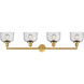 Franklin Restoration Large Bell LED 44 inch Satin Gold Bath Vanity Light Wall Light in Seedy Glass, Franklin Restoration