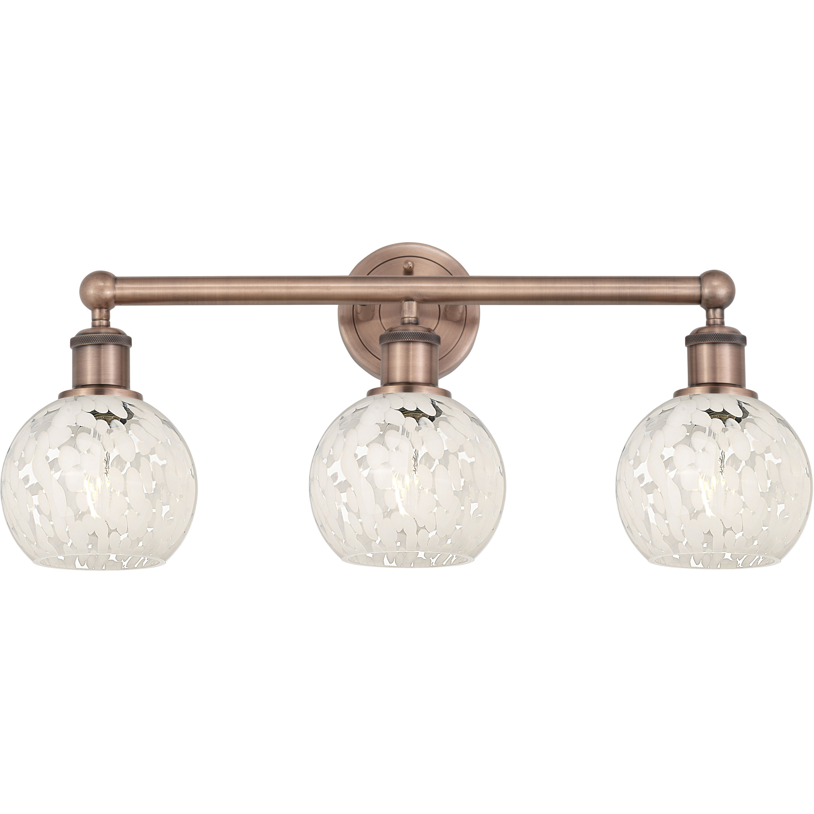 Edison White Mouchette 3 Light 24 inch Antique Copper Bath Vanity Light Wall Light