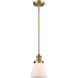 Franklin Restoration Small Cone 1 Light 6 inch Brushed Brass Mini Pendant Ceiling Light in Matte White Glass, Franklin Restoration