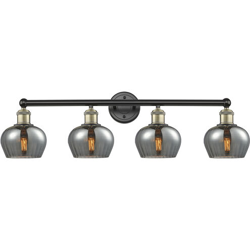 Fenton 4 Light 33.5 inch Black Antique Brass Bath Vanity Light Wall Light in Plated Smoke