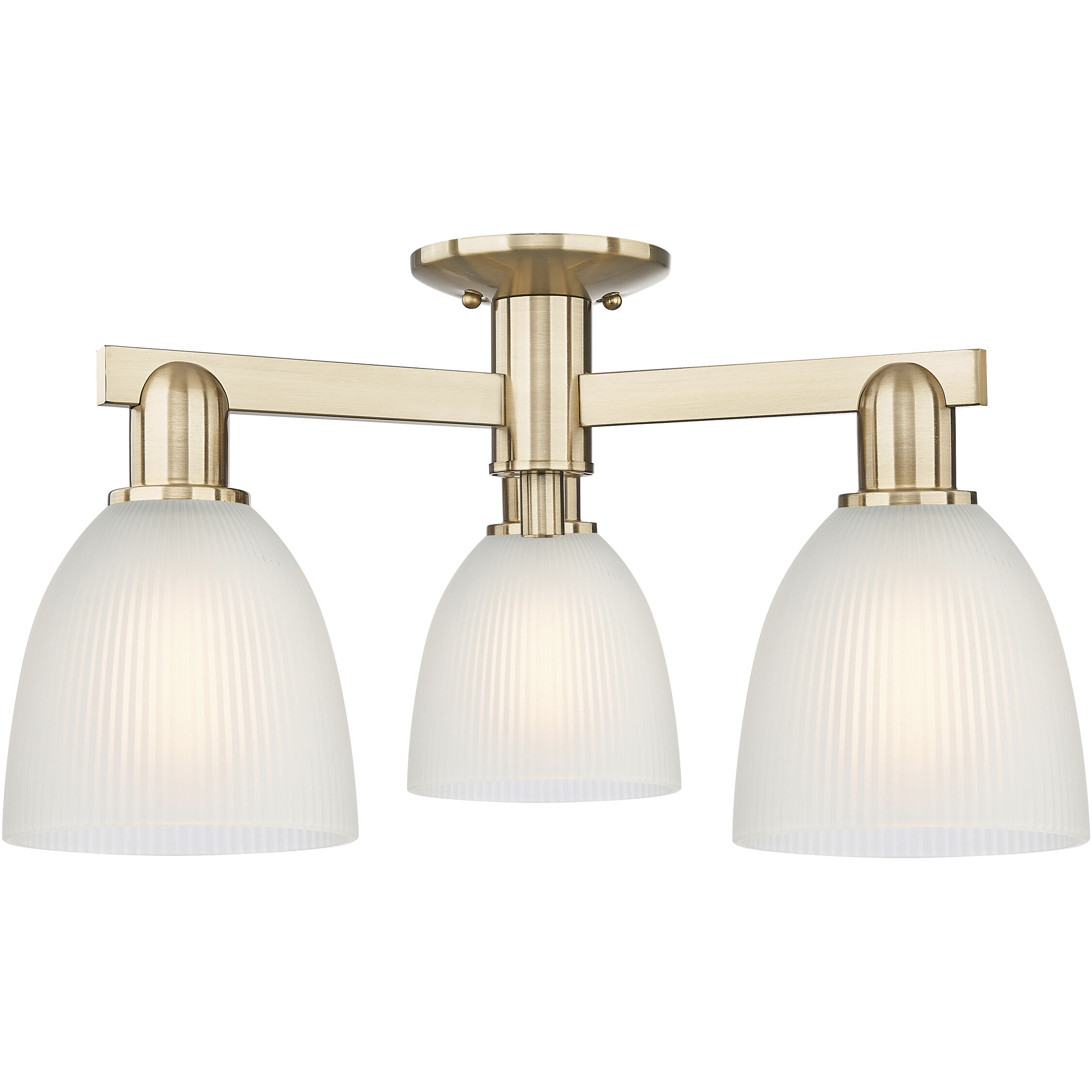 Arcadia Castile 3 Light 23.5 inch Champagne Bronze Semi-Flush Mount Ceiling Light in White