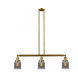 Franklin Restoration Small Bell LED 38 inch Brushed Brass Island Light Ceiling Light in Plated Smoke Glass, Franklin Restoration