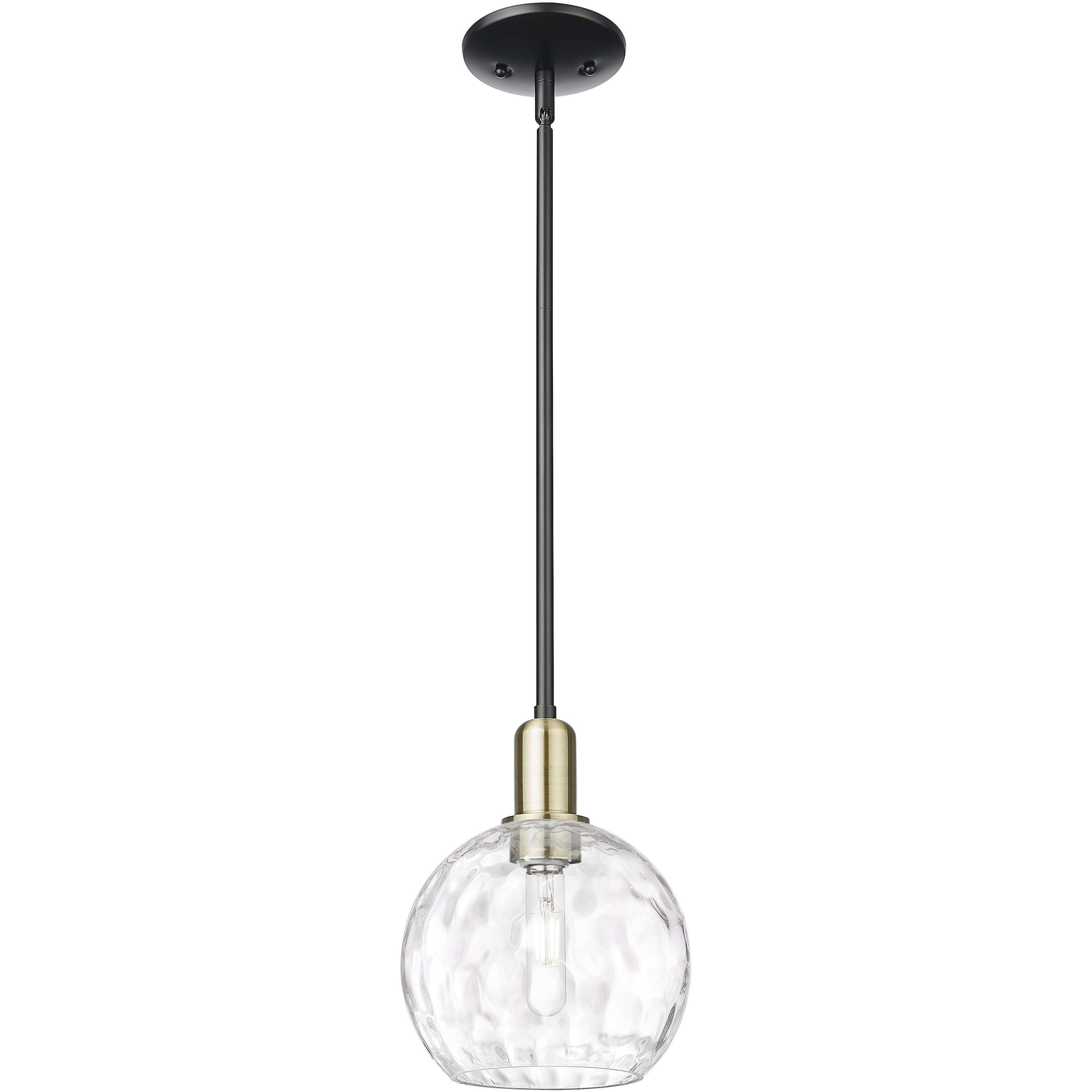 Arcadia Athens Water Glass 1 Light 8 inch Black Antique Brass Mini Pendant Ceiling Light