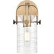 Pilaster II Cylinder 1 Light 4.5 inch Brushed Brass Sconce Wall Light in Deco Swirl Glass