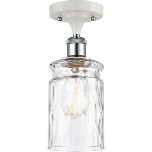 Ballston Candor 1 Light 5 inch White and Polished Chrome Semi-Flush Mount Ceiling Light in Clear Waterglass, Ballston