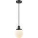 Ballston Beacon 1 Light 6 inch Matte Black Mini Pendant Ceiling Light in Matte White Glass, Ballston