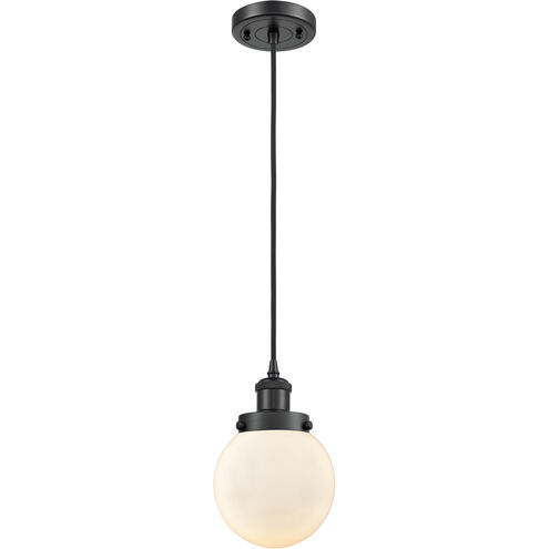 Ballston Beacon 1 Light 6 inch Matte Black Mini Pendant Ceiling Light in Matte White Glass, Ballston