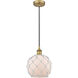 Edison Farmhouse Rope 1 Light 8 inch Brushed Brass Mini Pendant Ceiling Light