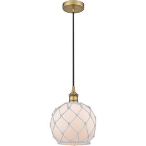 Edison Farmhouse Rope 1 Light 8 inch Brushed Brass Mini Pendant Ceiling Light