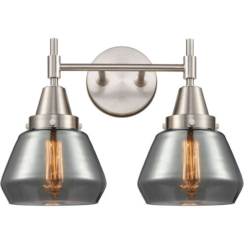 Caden 2 Light 16 inch Satin Nickel Bath Vanity Light Wall Light in Plated Smoke Glass