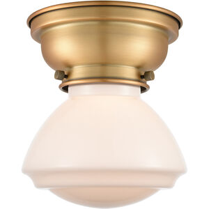 Aditi Olean 1 Light 7 inch Brushed Brass Flush Mount Ceiling Light in Matte White Glass, Aditi
