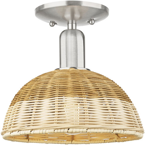 Downtown Urban Natural Ballston Dome 1 Light 9 inch Brushed Satin Nickel Semi-Flush Mount Ceiling Light