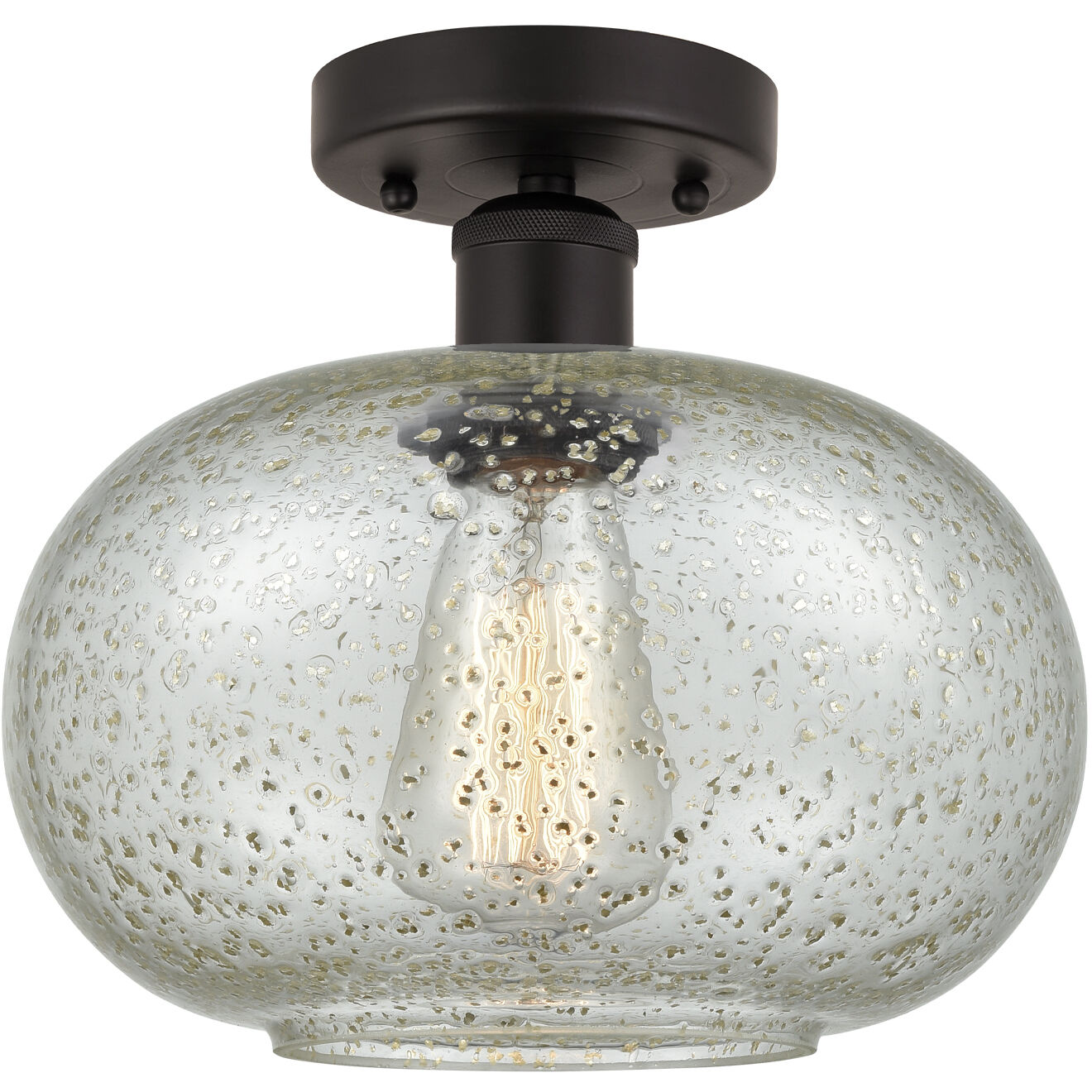 Edison Gorham 1 Light 9.5 inch Oil Rubbed Bronze Semi-Flush Mount Ceiling Light in Mica Glass