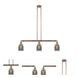 Franklin Restoration Small Bell 3 Light 37.5 inch Antique Copper Island Light Ceiling Light in Light Smoke Glass, Franklin Restoration