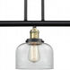 Franklin Restoration Large Bell 3 Light 41 inch Black Antique Brass Island Light Ceiling Light in Clear Glass, Franklin Restoration