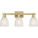 Arcadia Brookfield 3 Light 24.75 inch Brushed Brass Bath Vanity Light Wall Light