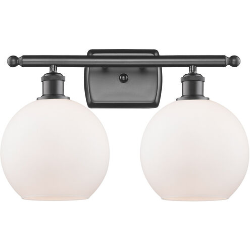 Ballston Athens 2 Light 16 inch Oil Rubbed Bronze Bath Vanity Light Wall Light in Matte White Glass, Ballston