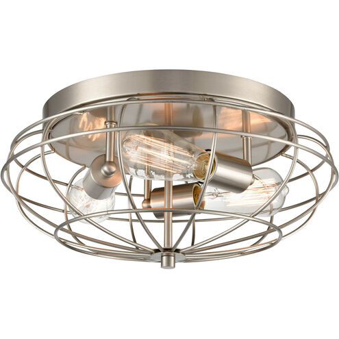 Providence 3 Light 15 inch Brushed Satin Nickel Flush Mount Ceiling Light, Austere