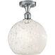 Edison White Mouchette 1 Light 10 inch Polished Chrome Semi-Flush Mount Ceiling Light