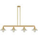 Franklin Restoration Halophane 4 Light 53.13 inch Satin Gold Island Light Ceiling Light in Clear Halophane Glass, Franklin Restoration
