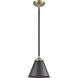 Nouveau Appalachian LED 8 inch Black Antique Brass Mini Pendant Ceiling Light in Matte Black, Nouveau
