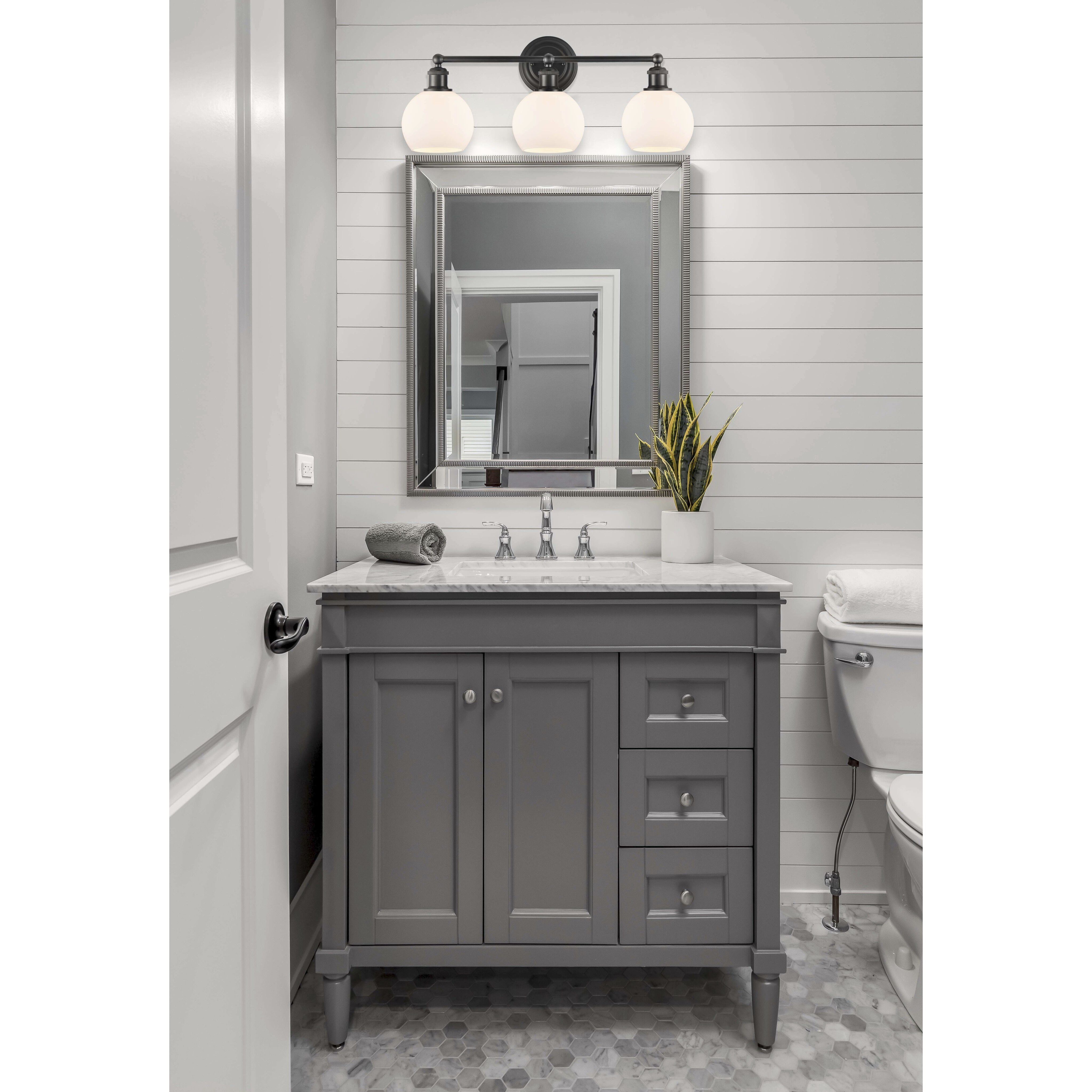 Concord 3 Light 24 inch Matte Black Bath Vanity Light Wall Light in Incandescent, Matte White Glass