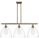 Ballston Ballston Dome 3 Light 39 inch Brushed Brass Island Light Ceiling Light in Clear Glass