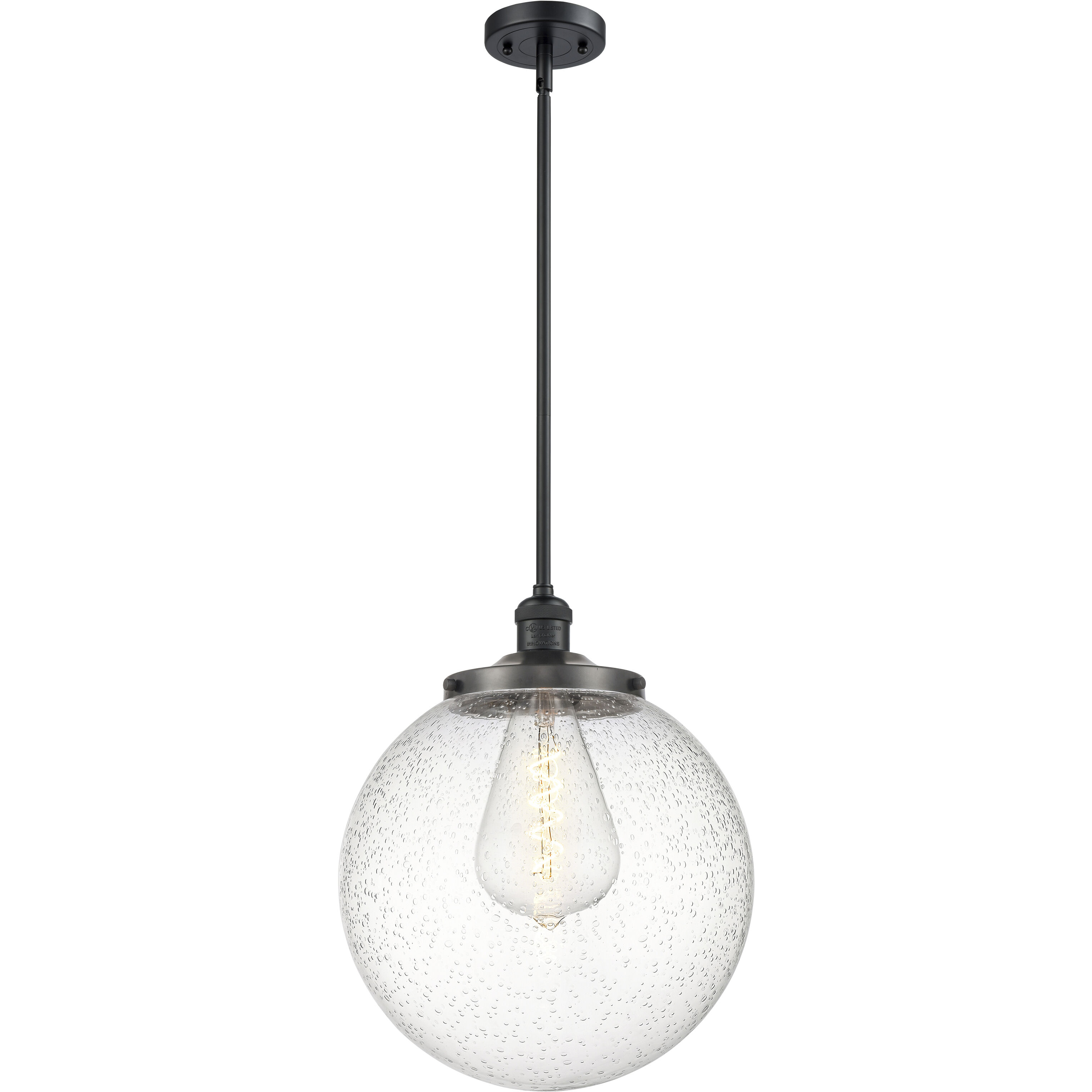 Franklin Restoration Beacon 1 Light 14 inch Matte Black Pendant Ceiling Light in Incandescent, Seedy