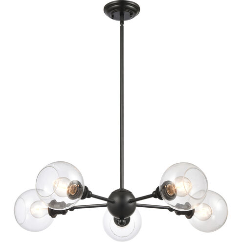 Ballston Concord 5 Light 30 inch Matte Black Chandelier Ceiling Light in Clear Glass