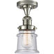 Franklin Restoration Small Canton LED 6 inch Polished Nickel Semi-Flush Mount Ceiling Light in Seedy Glass, Franklin Restoration