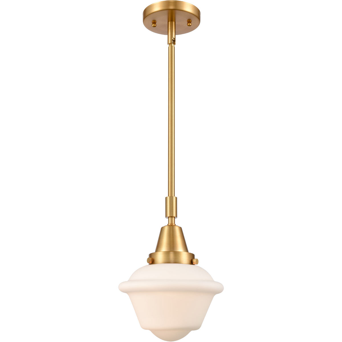 Franklin Restoration Small Oxford LED 7.5 inch Satin Gold Mini Pendant Ceiling Light in Matte White Glass