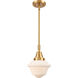 Franklin Restoration Small Oxford LED 7.5 inch Satin Gold Mini Pendant Ceiling Light in Matte White Glass