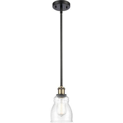 Ballston Ellery LED 5 inch Black Antique Brass Pendant Ceiling Light in Seedy Glass, Ballston