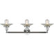 Franklin Restoration Halophane 3 Light 33 inch Polished Chrome Bath Vanity Light Wall Light in Clear Halophane Glass, Franklin Restoration