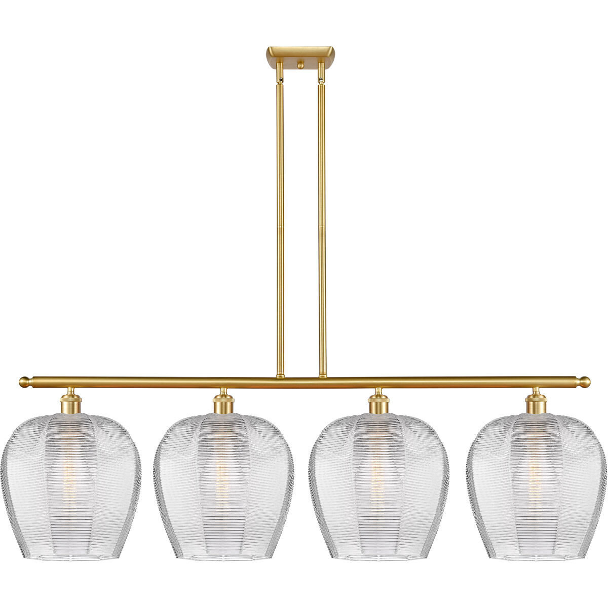 Ballston Norfolk 4 Light 50 inch Satin Gold Island Light Ceiling Light in Clear Glass
