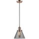 Franklin Restoration Cone LED 8 inch Antique Copper Mini Pendant Ceiling Light in Light Smoke Glass, Franklin Restoration