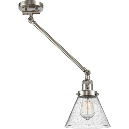Large Cone 30 inch 60.00 watt Satin Nickel Swing Arm Wall Light, Franklin Restoration